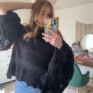 Free People Crochet Long sleeve Top!